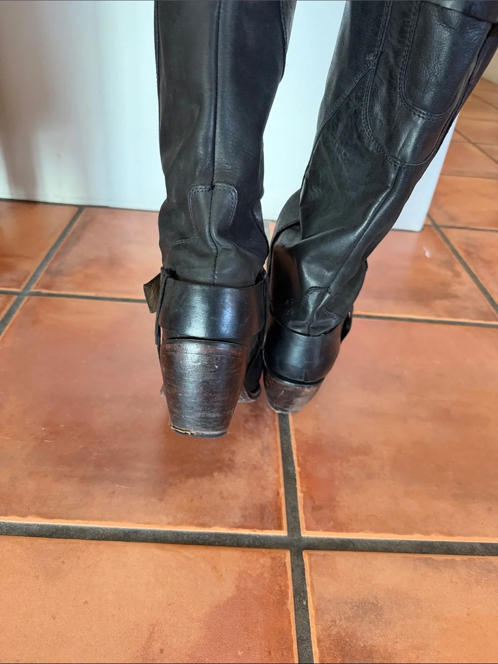 Dolce Vita Black Over-the-Knee Leather Boots with Buckle